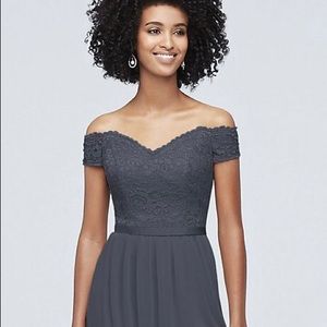 Pewter David’s Bridal Bridesmaids Dress